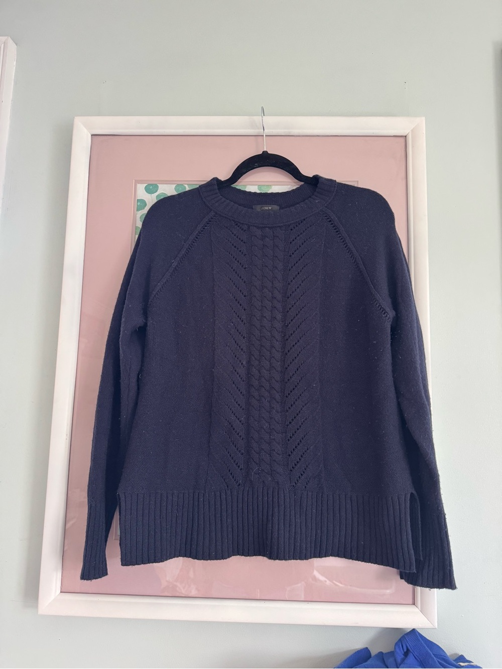 J. Crew Navy Cable-Knit Crewneck Sweater